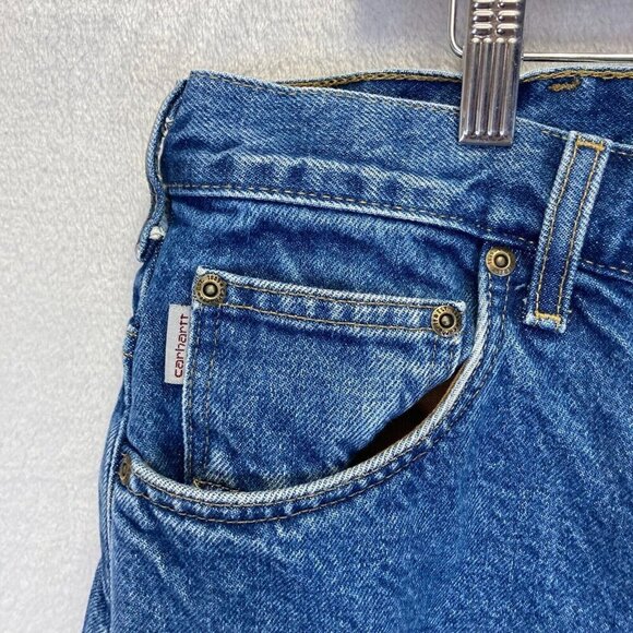 Carhartt Flannel Lined Jeans 44x32 Relaxed Fit B172 DST Blue Denim Warm Outdoors - Picture 9 of 16